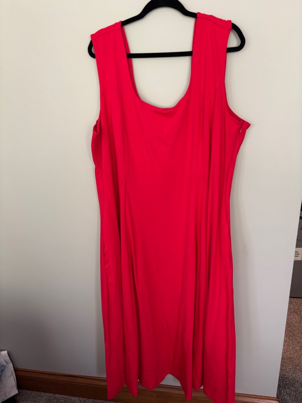 Lands' End Sleeveless Midi Dress in Bright Coral Pink